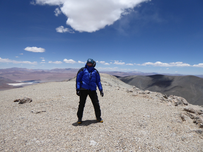 On the summit of Vicuorco, Sierra Laguna Blanca, Argentina. 